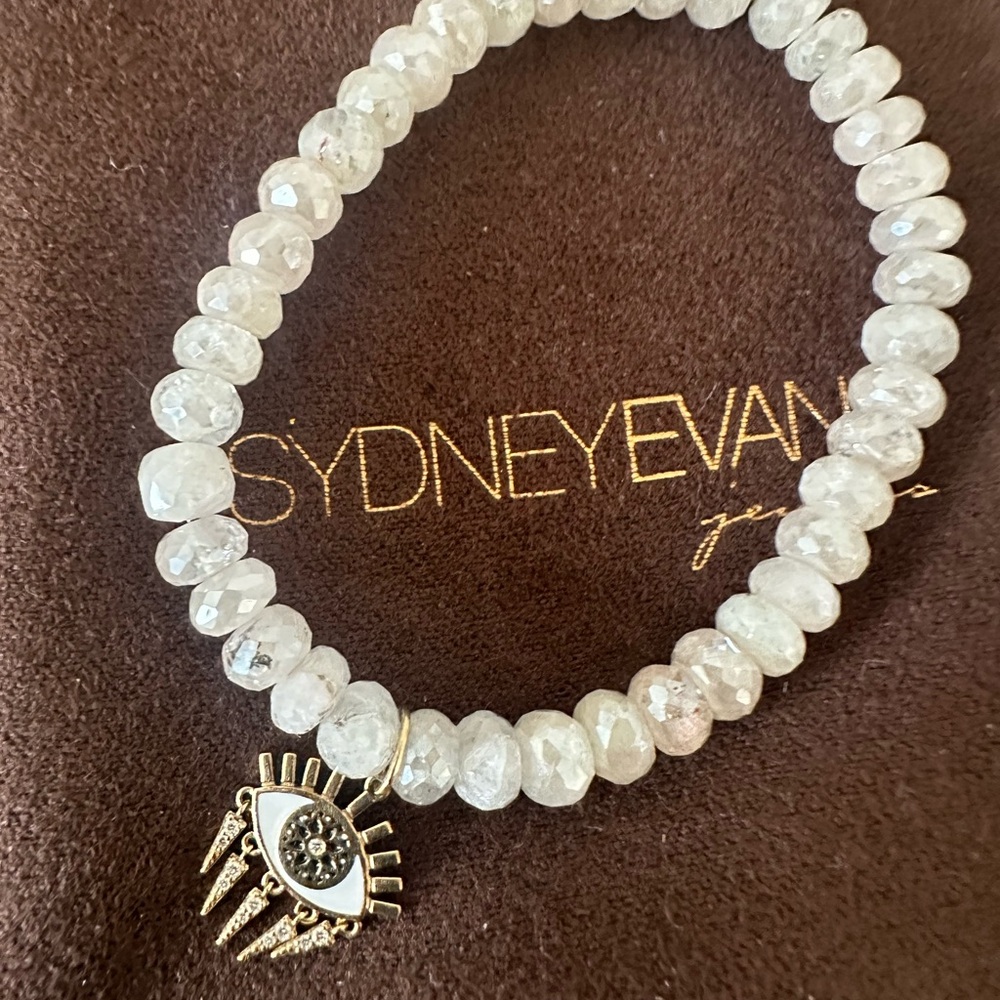 Sydney Evan quartz bracelet, genuine diamond protective eye charm.AUTHENTIC